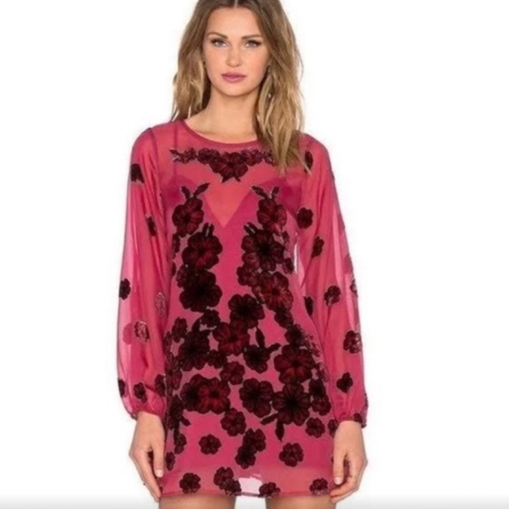 FLL Sheer Floral Mini Dress
